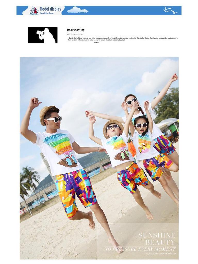 Korean Style Family Summer Outfits: Parent-Child Matching Sets for Mother, Daughter, and Boys (5-Piece Set)