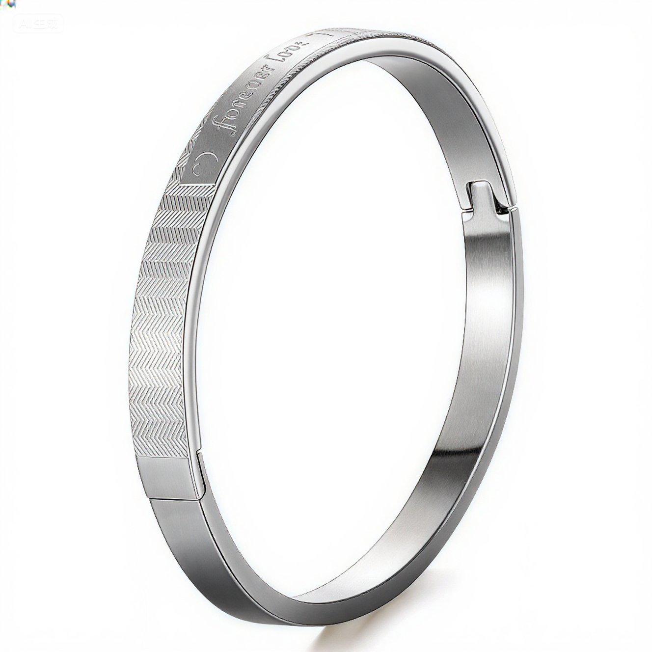 Titanium Steel Heartbeat Etched Clasp Couple Bracelet