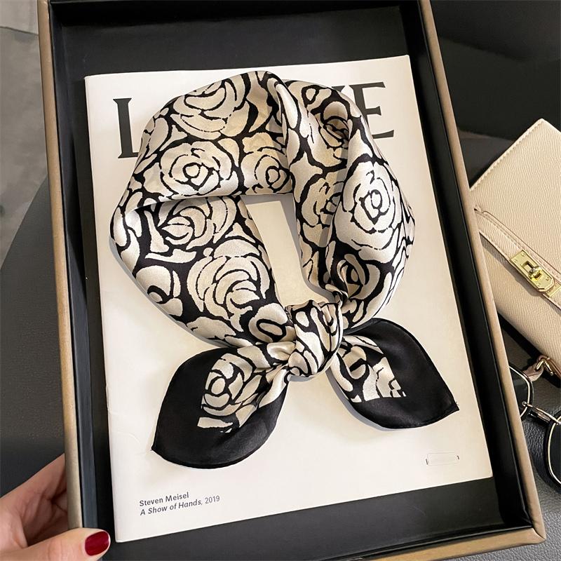 Fashion 100% Real Silk Scarf 53cm Square Bandelet Women's Silk Temperament Small Scarf Neck Decorative Wrap Printed Scarves