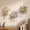 Mushroom House Wood Wall Mount Flower Shelf Mirror Hanging Plant Panel  Balcony Decor