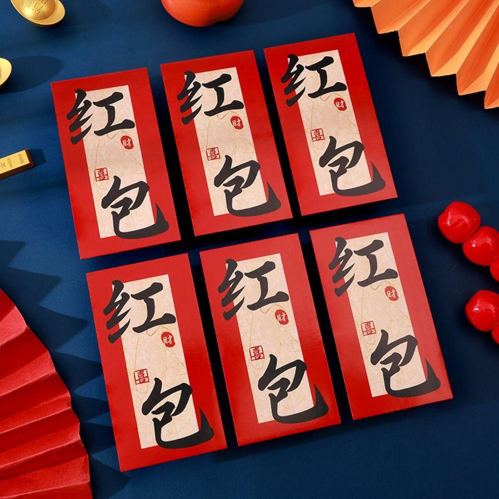 6 ks Tradiční Novoroční Kapsičky na Peníze Požehnání Hodně Štěstí Peněžní Obálky Zásoby pro Jarní Festival