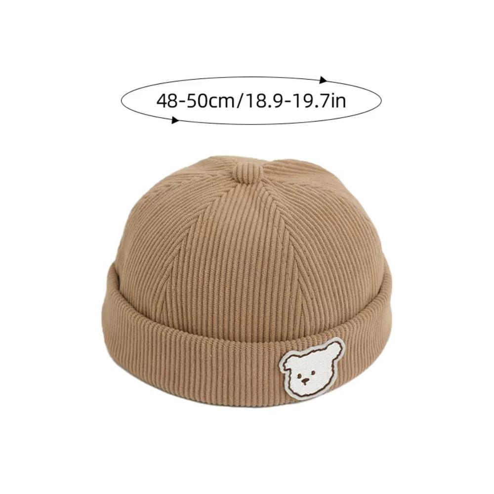 Cartoon Bear Brimless Hat Solid Color Kids Cap Korean Style Dome Beanie Autumn Winter