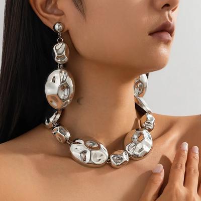 Übertrieben Unregelmäßigen CCB Perlen Halsband Halskette Ohrringe Für Frauen Hochzeit Party Geschenk Mode Kunststoff Schmuck Sets