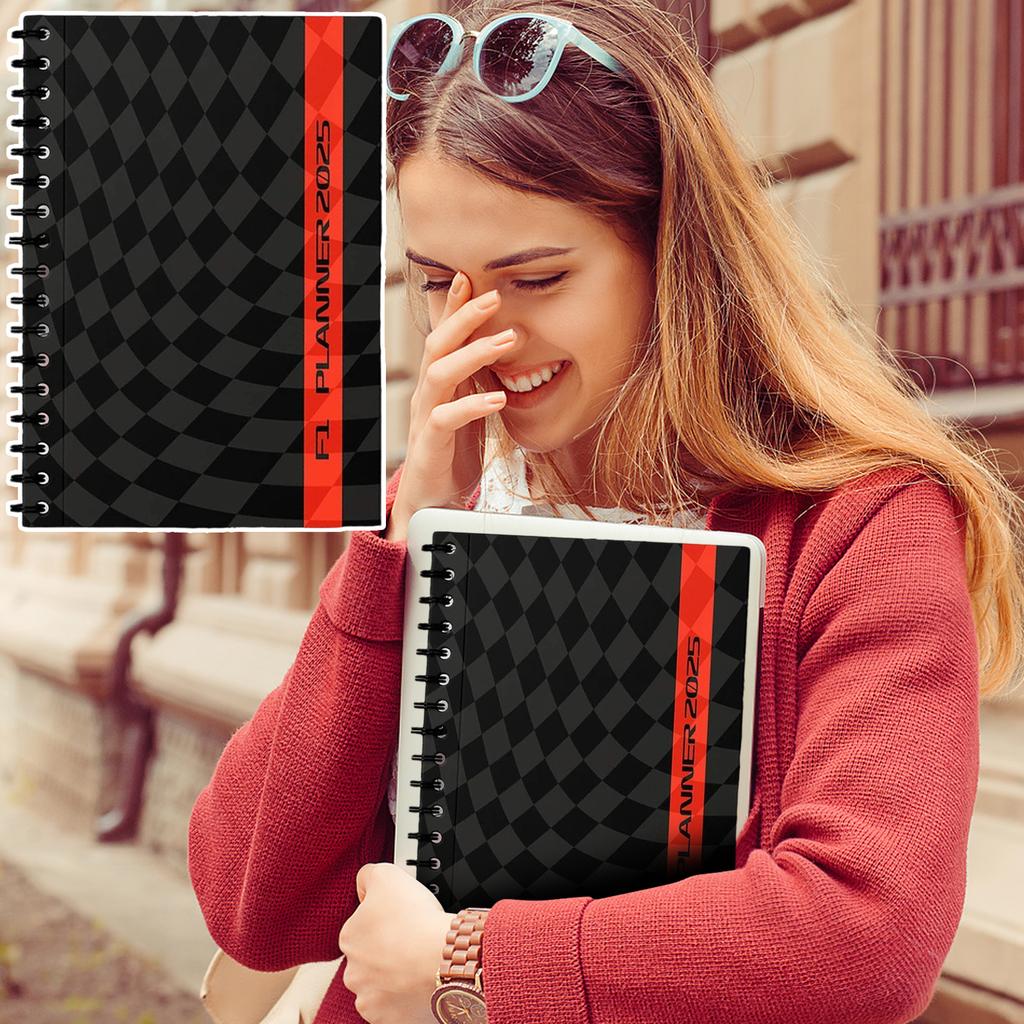 Plánovač a kalendář, Plánovač s designem závodní dráhy, Kroužková vazba, Měsíční plánovač s vášní pro závodění, Plánovače pro ženy a muže