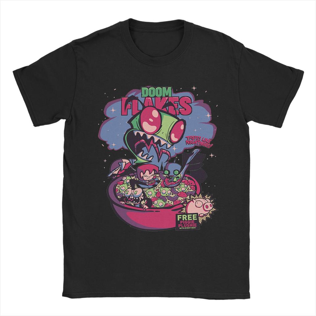 Funny Invaders Zims GIR T Shirt Men's Cotton Short Sleeve Crewneck Summer Clothes