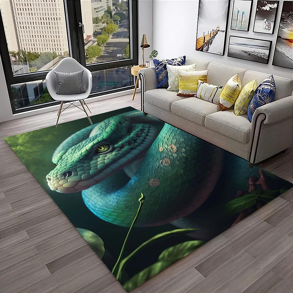 3D Gothic Snake Serpent Python Viper Carpet Rug for Home Living Room Bedroom Sofa Doormat Decor,kids Area Rug Non-slip Floor Mat