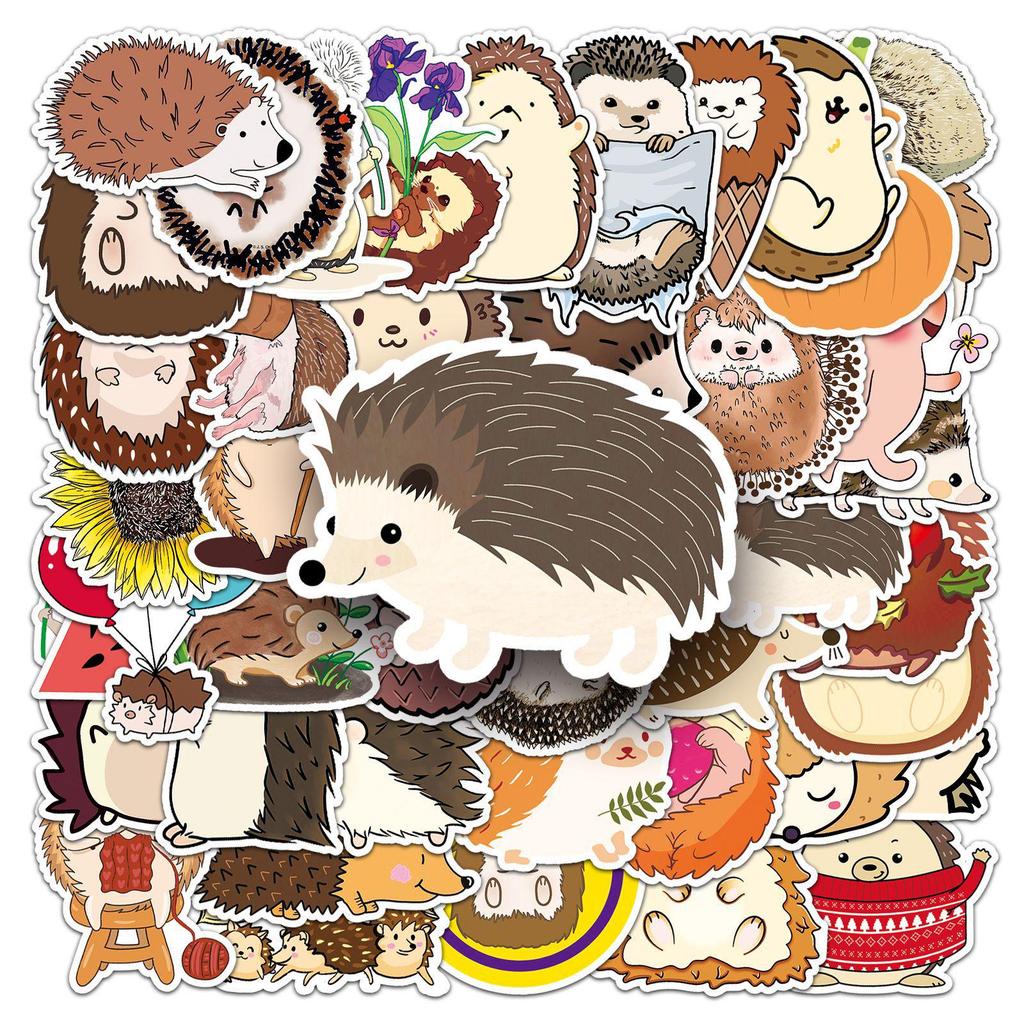 Hedgehog Graffiti Cartoon Stickers - 50 Cute, Waterproof Animal Designs for DIY Projects