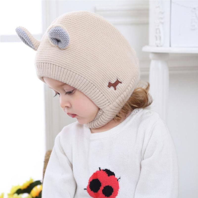 Kinder Strickmütze Winter Plüschmütze Kinder Niedliche Ohrenmütze Baby Ohrenschutzmütze