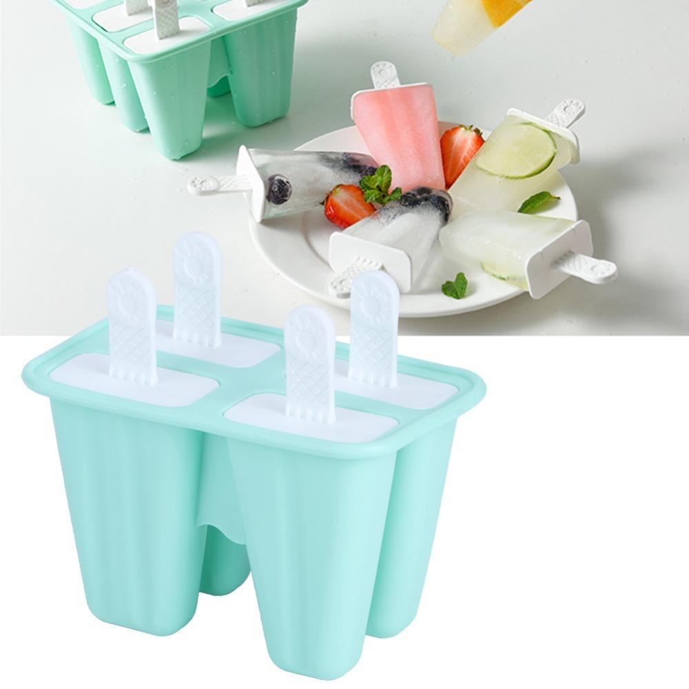Reusable Ice Cream Mold Easy Release Silicone Mold Durable Ice Cream Mould DIY Ice Cream 4 Grids