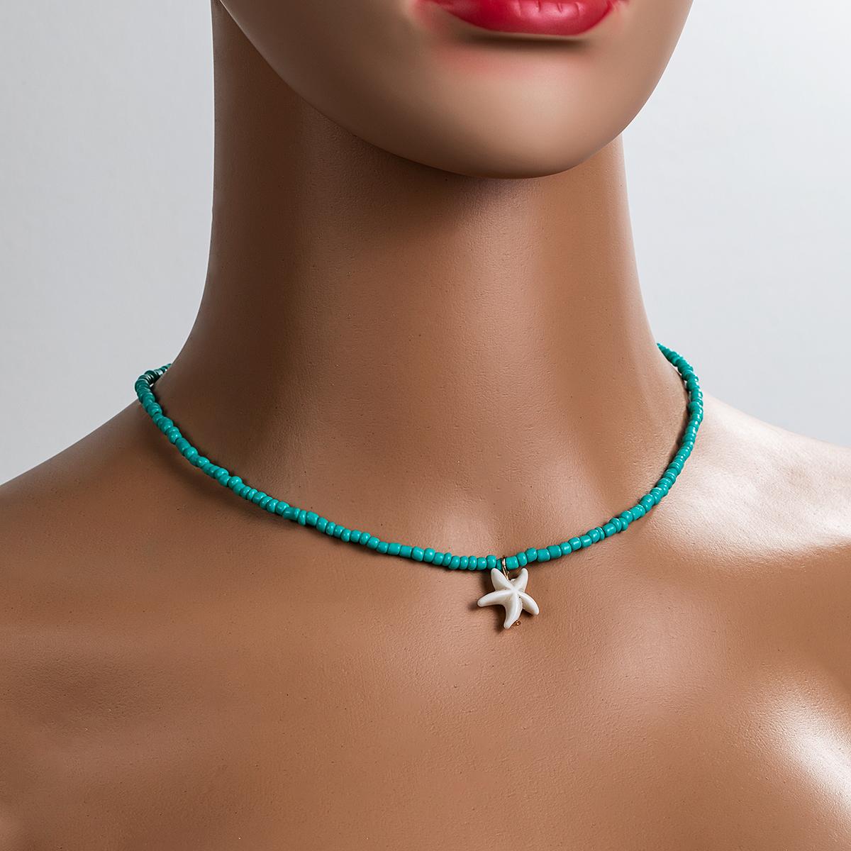 Bohemian beach style turquoise starfish pendant bead on neck, women s necklace necklace necklace necklace