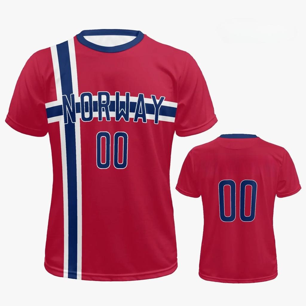 Norway Jersey Men Women Soccer Shirt 3D Printed Football T Shirt Short Sleeve Fan Wear Nordic Style Sportswear Casual Summer Top