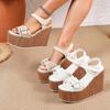 2026 Summer Wedge Buckle Open-Toe Velcro Fashion Women's Peep-Toe Thick-Soled High-Heeled Sandals