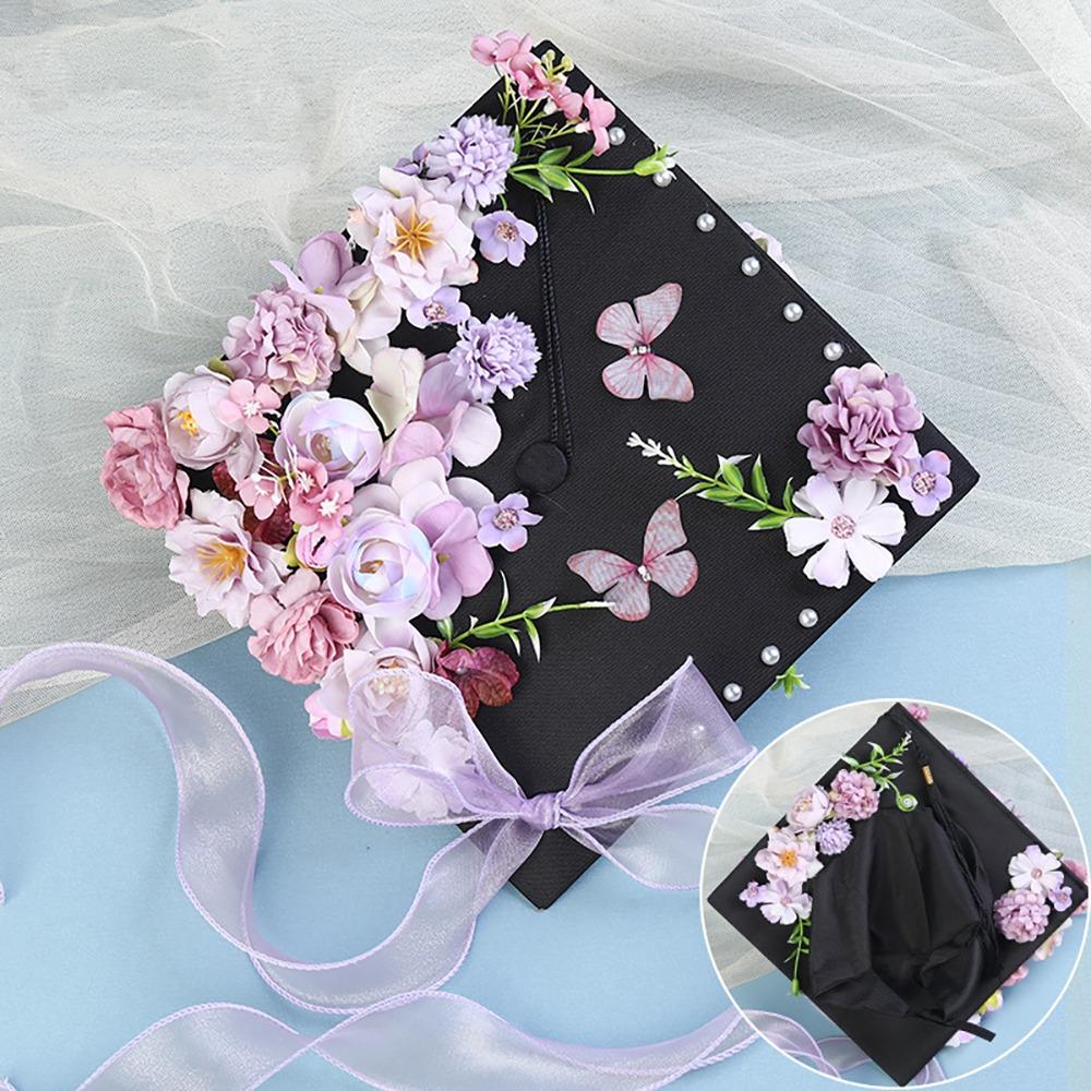 Doctor DIY Flowers Graduation Cap Master Trencher Cap Material Package Graduation Season