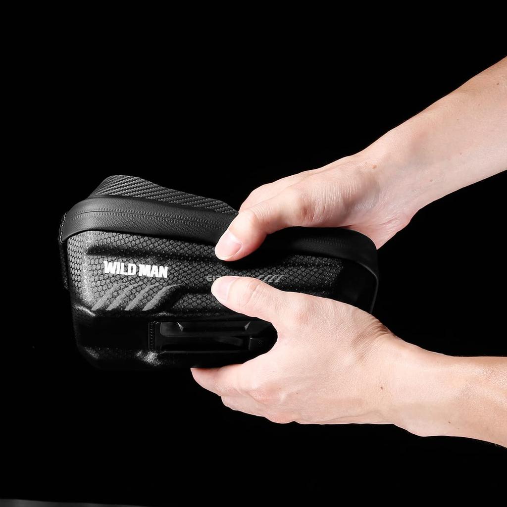 WILD MAN Quick Release Touchscreen Bike Frame Top Tube Bike Phone Front Frame Ideal for and MTB Cycling Bag, Bag, Mountain, Road, (E12X, Black)