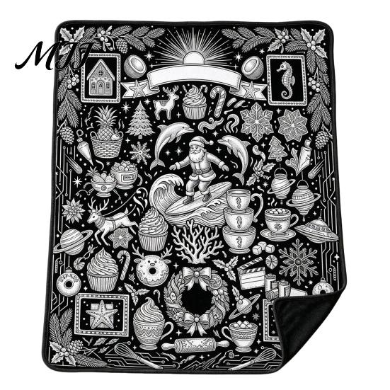 Unique Creative Celebration Gifts Christmas DIY Coloring Blanket for Adults And Kids, Color Your Own Blanket, 59" x 51" Soft Cozy Polyester