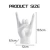 Rock Hand Gesture Statue Rock Music Art Craft Finger Sculpture for Rock Music Lover Study Room Decor, White L Hand