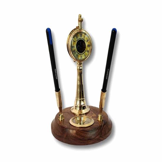 20.32 Cm Telegraph Desk Pen Stand for Modern Office Made with Brass In Shiny Brass Finish, Collectibles, Decorative, Gift