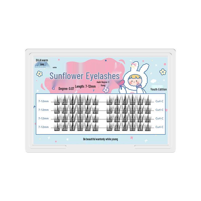 Gift Box Lazy Person Sunflower Soft Natural C-Curl Cluster False Eyelashes