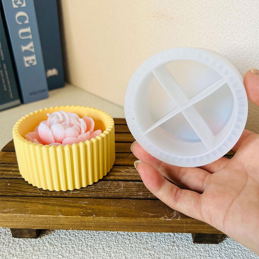DIY Velká úložná mísa Sádra Teraco Forma kulatá Pruhovaná Betonová nádoba na svíčku Venkovní cementový květináč Odlévací forma
