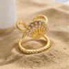 5Pieces Trendy Nail Opening Rings with Ocean Theme Nail Rings Stainless Steel Texture for Nail Accessories and Gifts