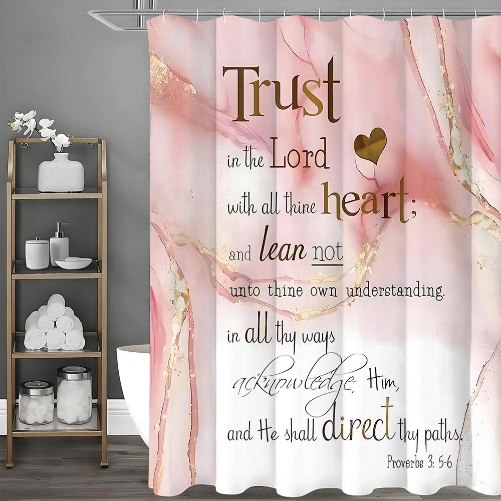 Abstract Pink Marble Shower Curtain, Gradient Aesthetic Luxury Gradient, Gold Stripe Bathroom Decorative Shower Curtain, Waterpr