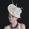Off-White Linen Headgear Popular Bridal Hair Accessories Banquet Photo Top Hat Feather Headgear