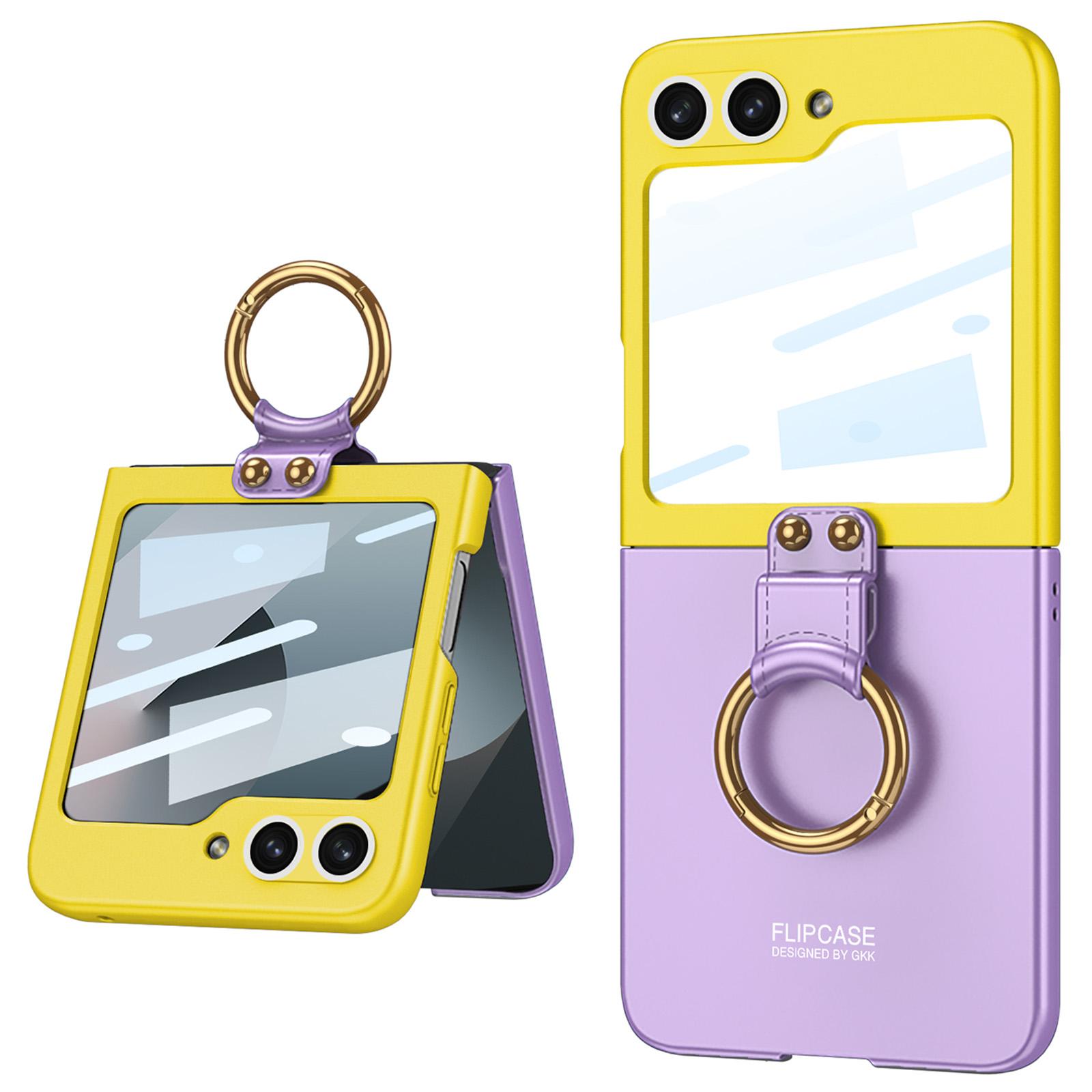 

GKK For Samsung Galaxy Z Flip7 FE 5G/Z Flip6 5G Case Magnetic Hinge Protection PU+PC Kickstand Phone Cover Purple