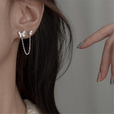 1 Pcs 925 Sterling Silver Cubic Tassel Long Butterfly Charm Stud Earrings For Women Girls Wedding Female Pendientes Eh853