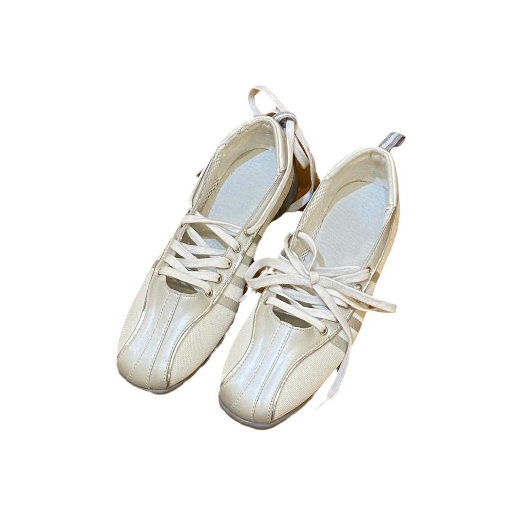 Fashion Women's Genuine Leather White Shoes  New Fashion Non Slip Strap Soft Soled Ballet Shoes Women's Flat Casual Mary Jane Shoes