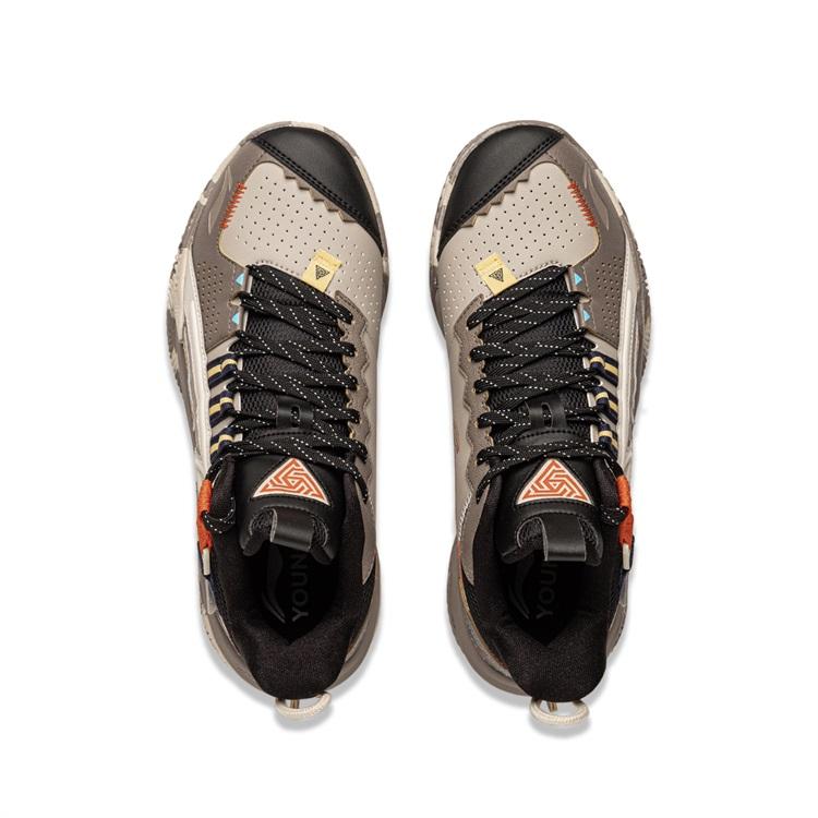 Li Ning Kids Basketball Series Versatile Non-Slip Wear-Resistant Rebound Mid-Top Kids Basketball Shoes Kids Sneakers Dusty-Gray YKBU082-3