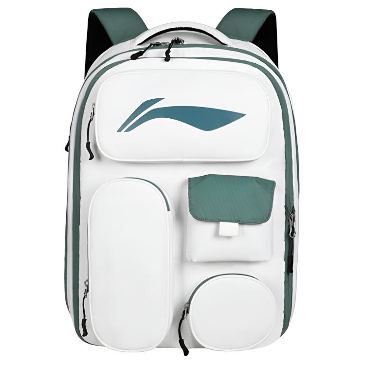 Li Ning Polyester Backpack Large Unisex Mist White With Mountain Green YBSU185-3