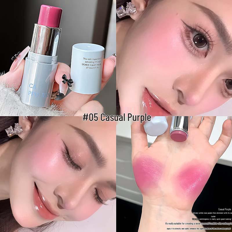 CAPPUVINI Multi-use Mist Stick: Gentle Whitening Korean Highlighter, Blush & Lipstick Combo.