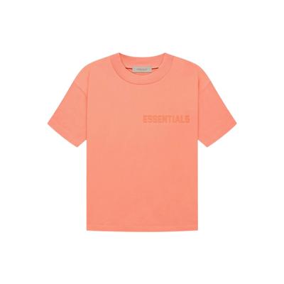 Tricou cu mânecă scurtă Essentials FW22 cu logo coral, velur flockat, topuri unisex, roșu coral FOG-FW22-084