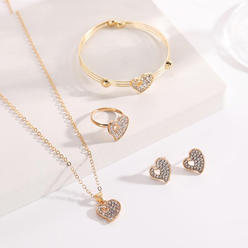 

1 комплект изысканных романтических украшений в форме бабочки в форме сердца для женщин и девочек, ожерелье, браслет, серьги, кольца, набор подарков