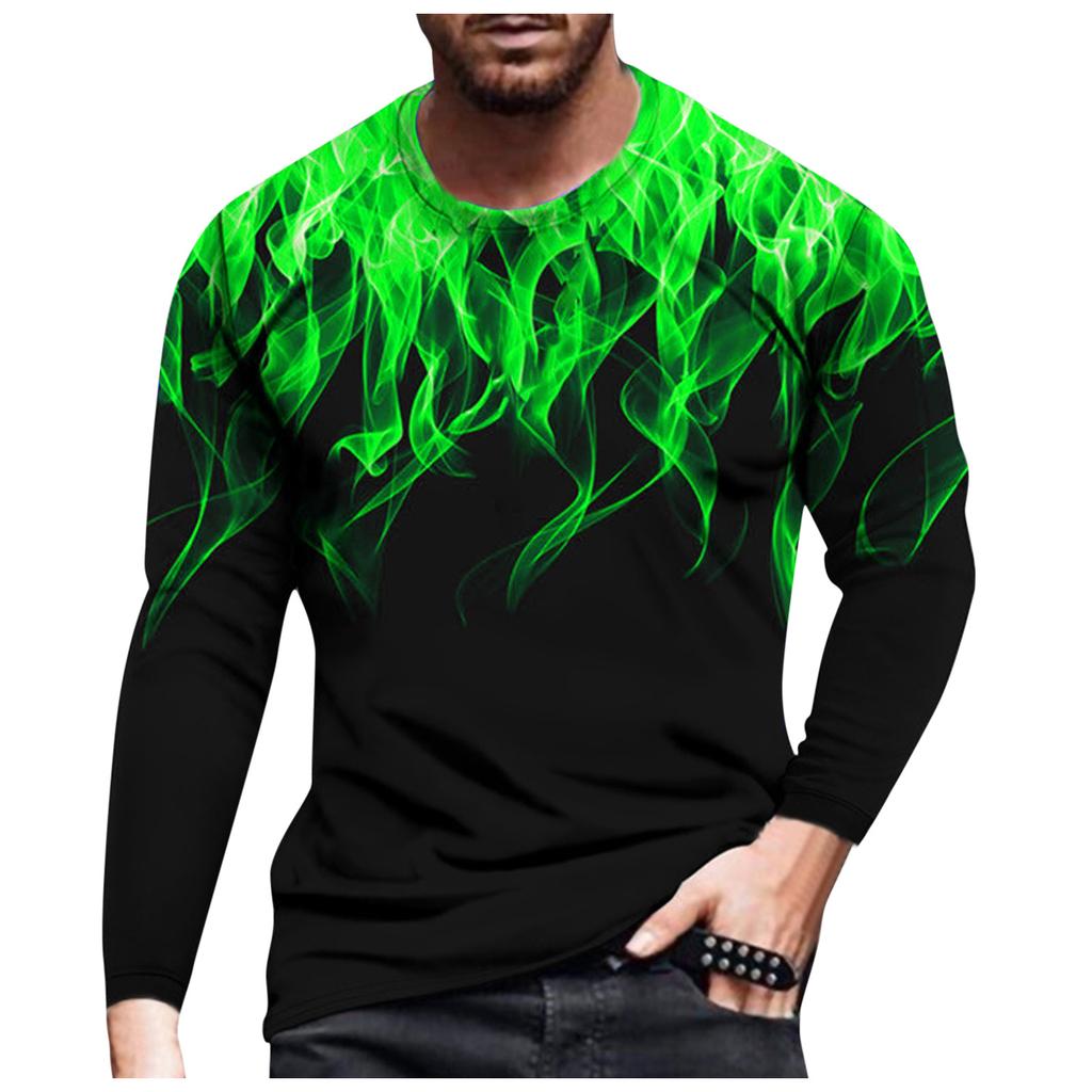 Long Sleeve Tee Shirts For Men,Mens Fashion Printed O-Neck T-Shirt Tops Casual Sport Athletic Pullover Blouse
