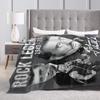 Rock Star Johnny Hallyday Blanket  Camping Flannel Bedding Throws For Couch Bed Soft Custom Quality Bedspread Gift Idea
