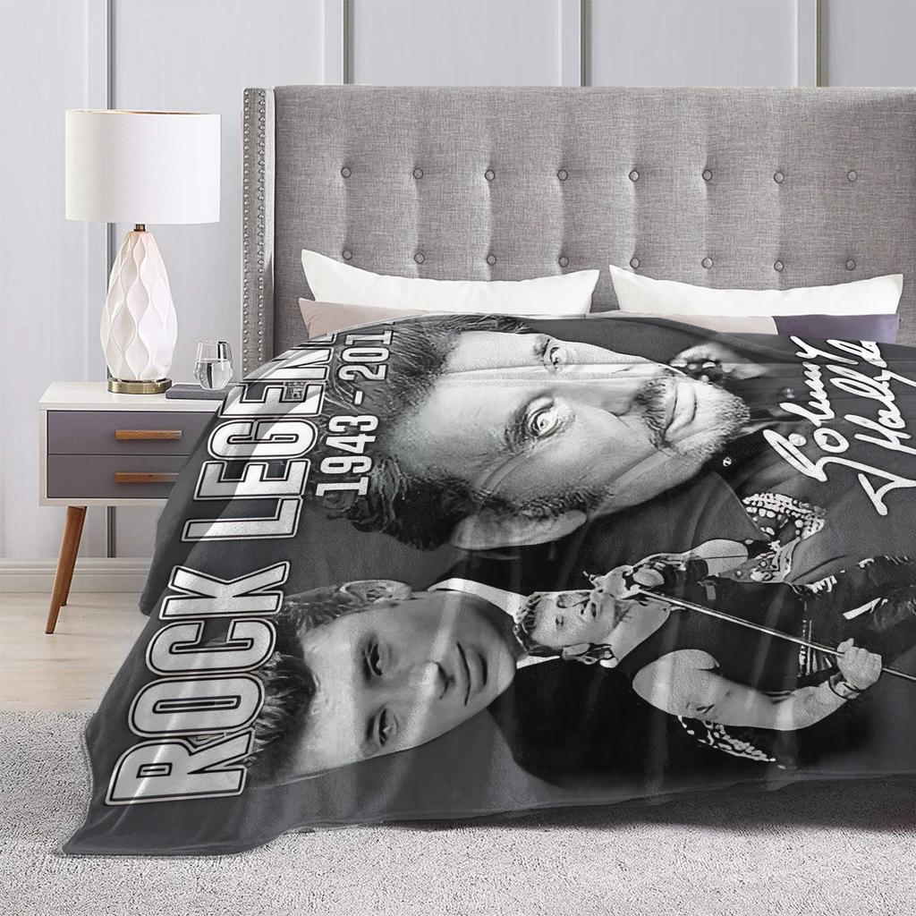 Rock Star Johnny Hallyday Blanket  Camping Flannel Bedding Throws For Couch Bed Soft Custom Quality Bedspread Gift Idea