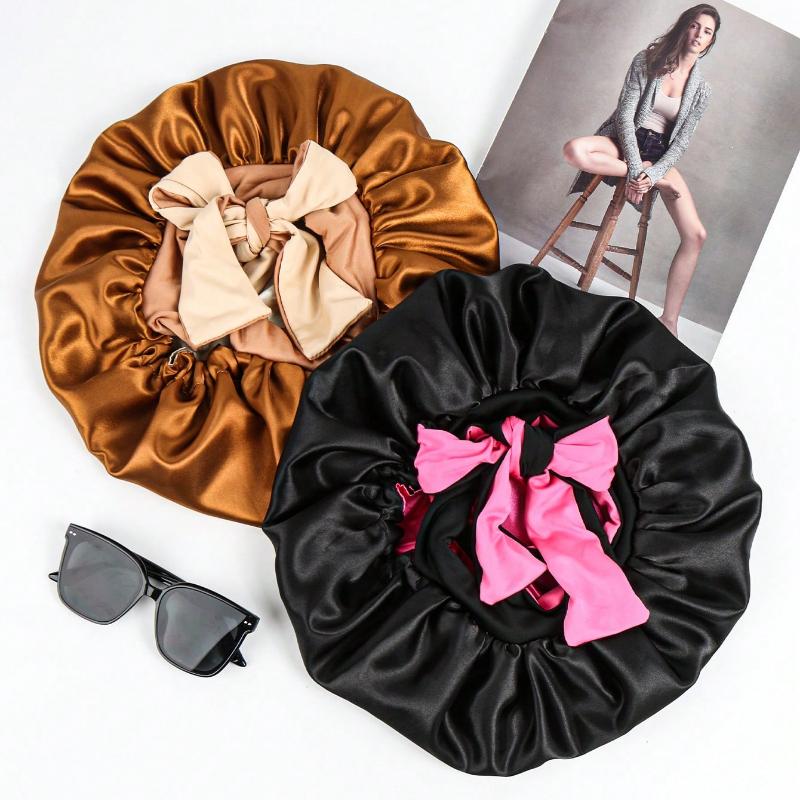 1 Pc Silk Bonnet For Sleeping Satin Bonnet For Curly Hair Hair Sleeping Cap Soft Hair Bonnet With Tie Band For Long Natural Hair Valentine's Day