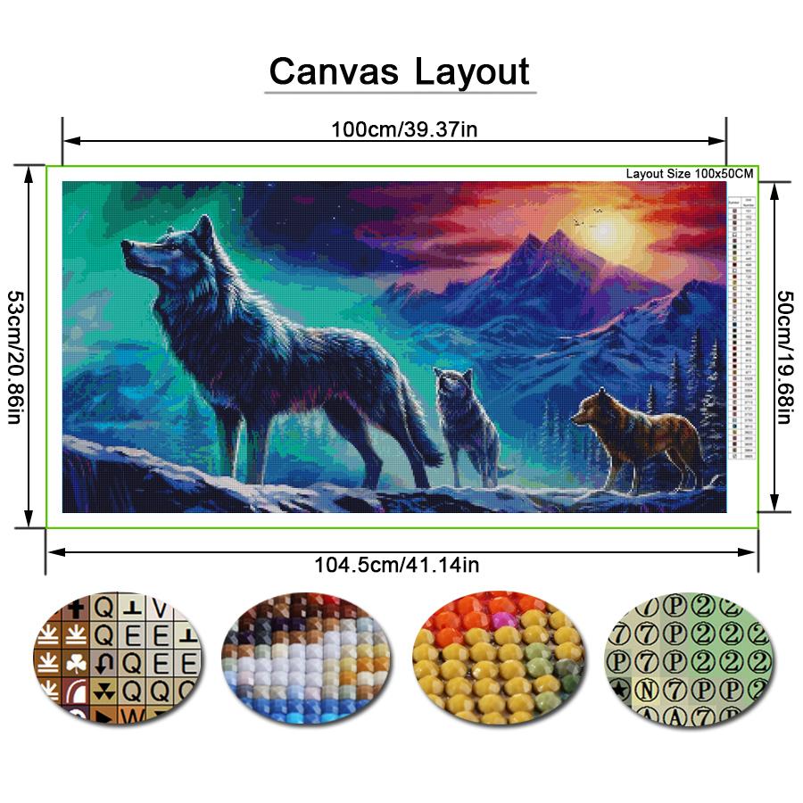 Sunset Snow Mountain Wolf Large Size Diamond Painting Diy Full Square Round Drill Rhinestone Embroidery Animals Mosaic Cross Stitch Kits Wall Decor