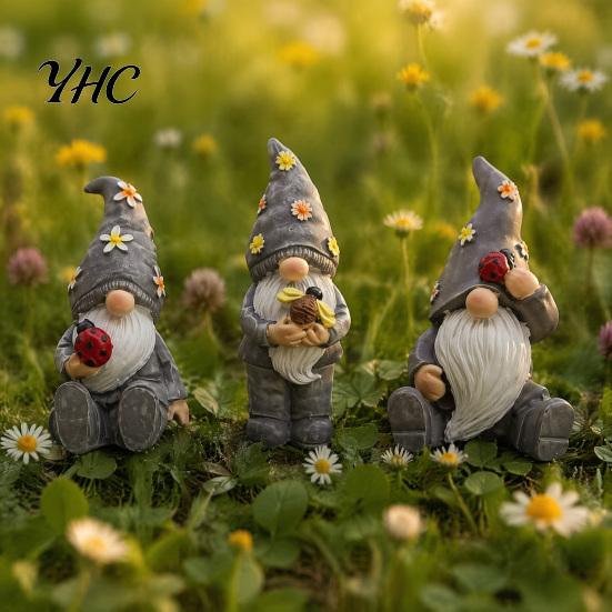 Pastorala Blomster Svamp Figurer Halloween Trädgårdstomte Figur, Vintage Alv Dvärg Staty Inomhus Balkong Dekorationer för Uteplats Gård, Vattentät