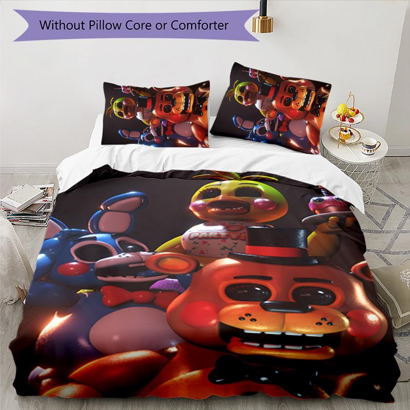 Freddy Bear 3pcs Bedding Set Duvet Cover Closure Includes 1 Duvet Cover & 2 Pillowcases for All Seasons Bedroom Home Dorm Decor