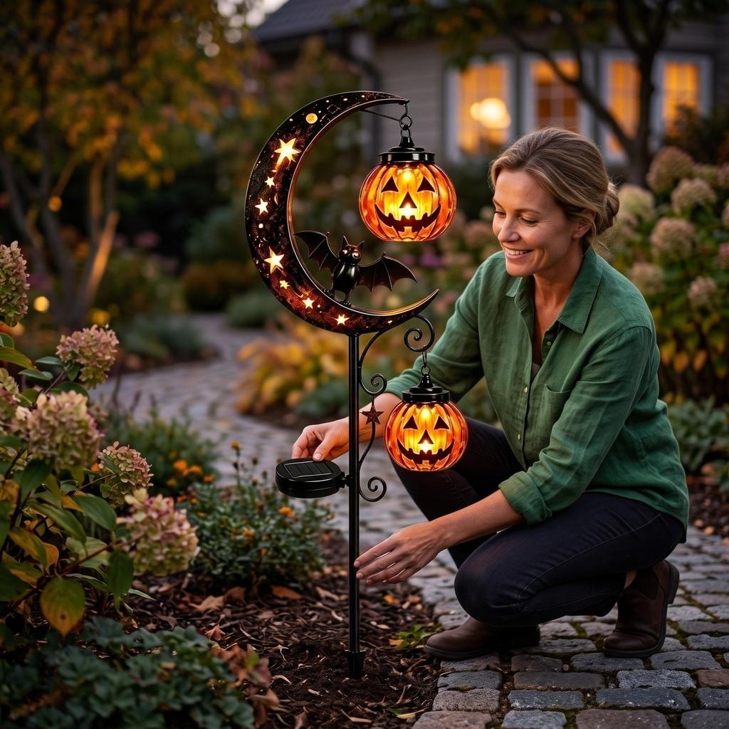 Pumpkin Shape Outdoor Garden Light for Fall Yard Decoration