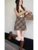 Karriertes Woll-Bodycon-Miniröck in Übergröße - College-Stil für Herbst/Winter