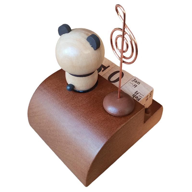 Handcrafted Panda Wooden Music Box and Calendar Stand – Multifunctional Gift and Ornament