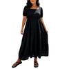 Women Plus Size Bohemian Maxi Dress Square Neck Puff Sleeve Loose Fit Casual Long Dress for Summer Beachwear