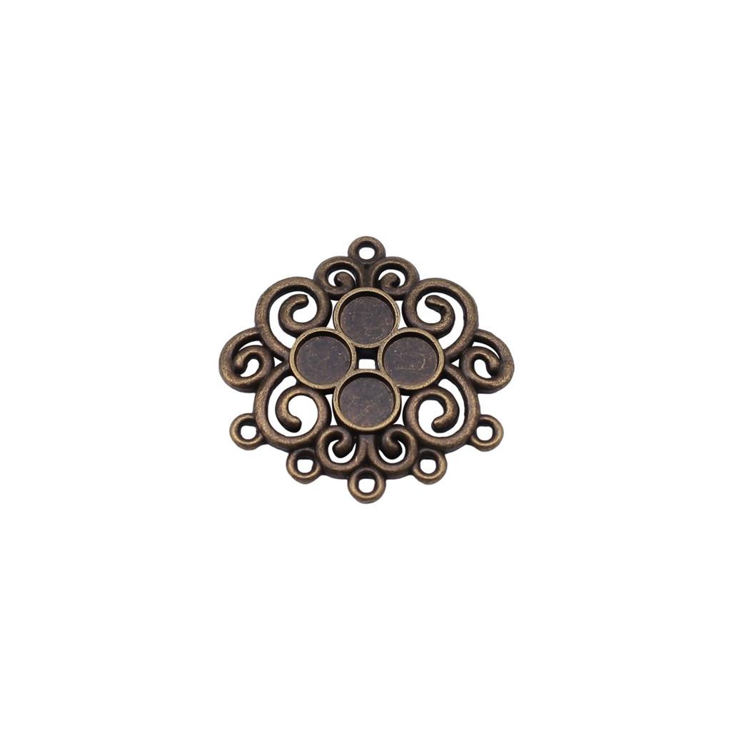 Floral Multi Loop Charm Vintage Filigree Findings Fit Flat Cabochon For Jewelry DIY