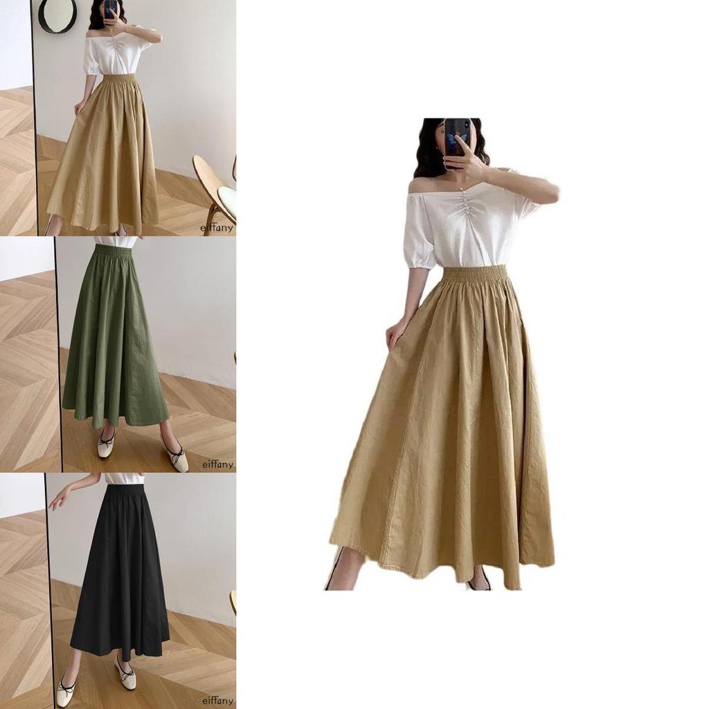 Women Long Skirt Muslimah Plus Size High Waist Plain Maxi Skirt For Casual Wear**