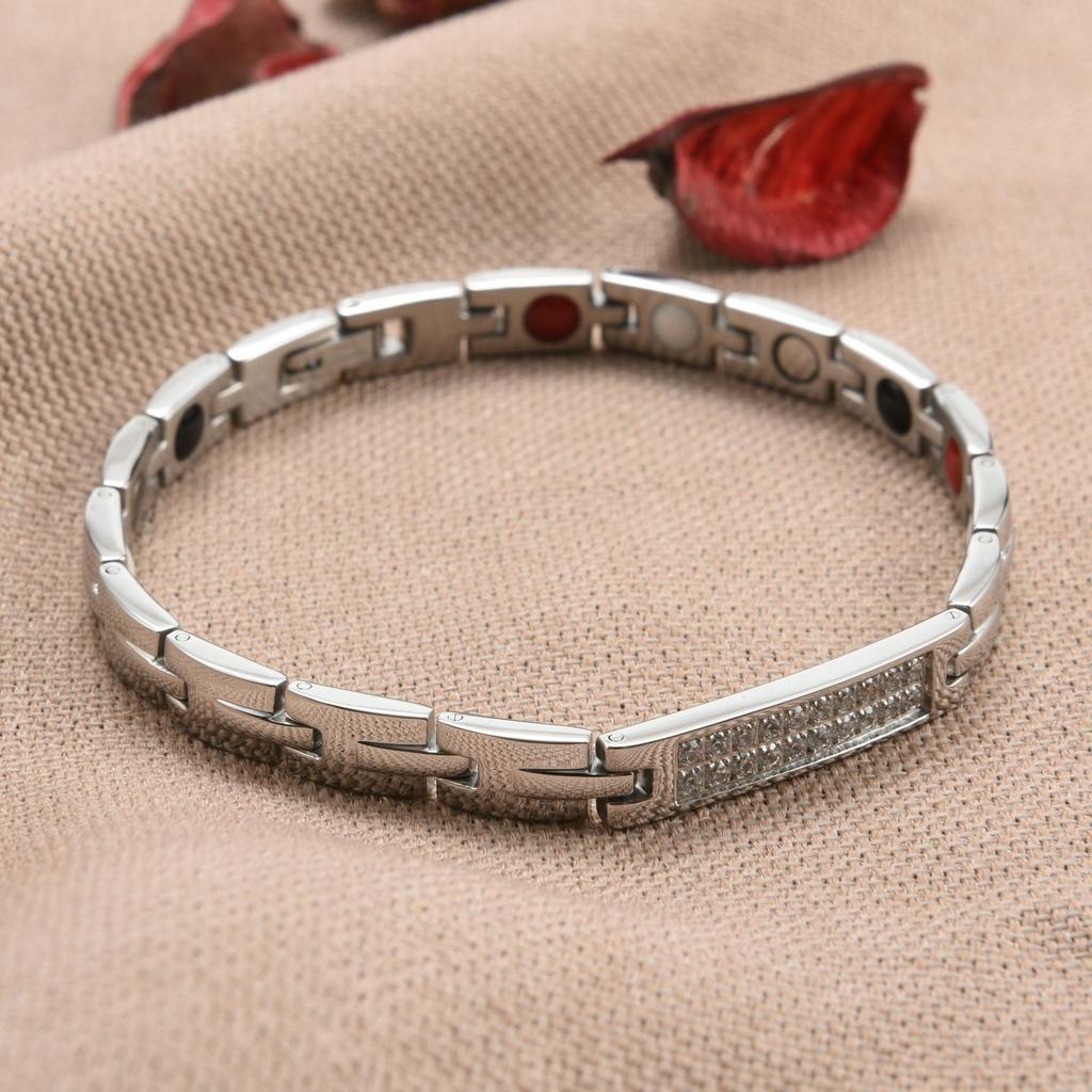 Simple Fashion Magnet Bracelet Men and Women Energy Zircon Bracelet Stainless Steel Bracelet