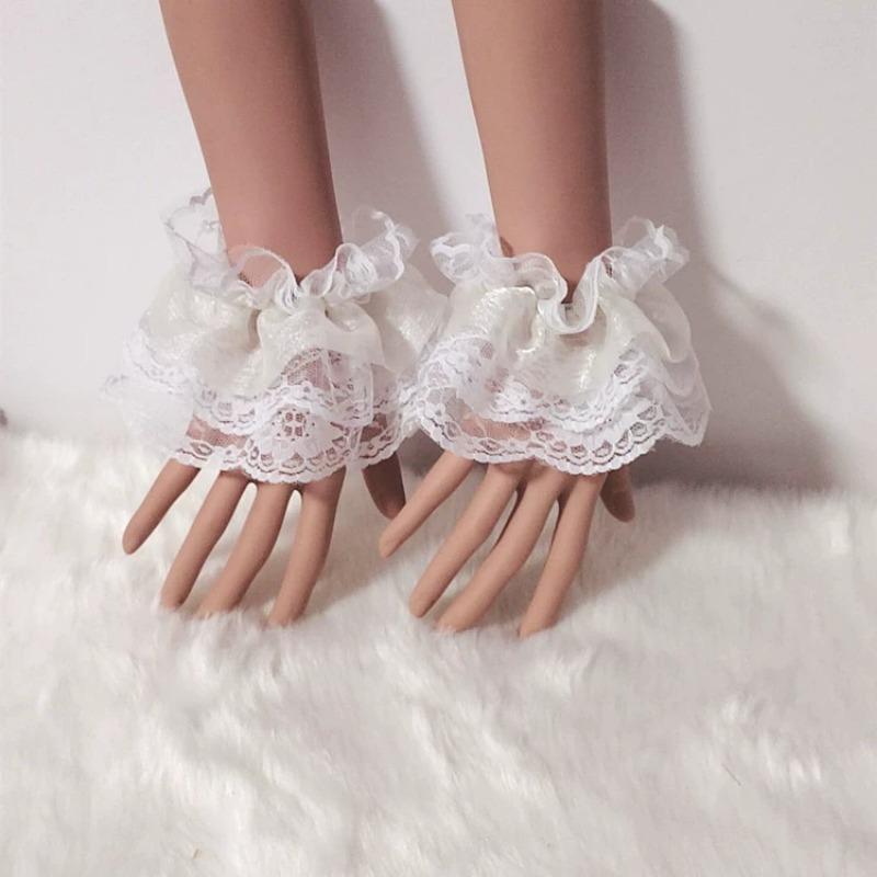 Short Lace Sleeves Gloves Three Layer Lace Maid Cosplay Accessories Soft Wrist Decorations For Wedding Party