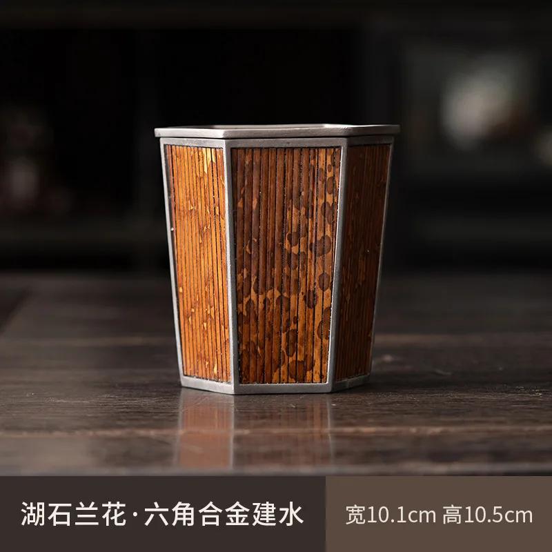 

Mottled Bamboo Hexagonal Jianshui Small Dry Pour Kung Fu Tea Set Exhausted Tea Jar Tea Basin Washing Tea Ceremony Tea Table